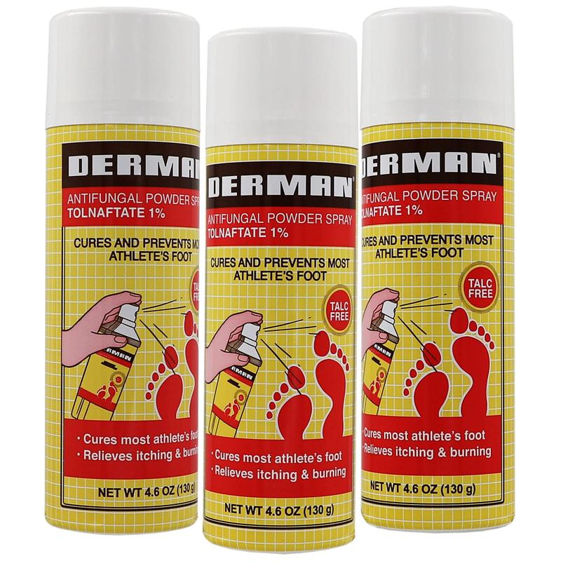 Derman Foot Powder Spray for the Treatment of Athlete's Foot, 4.6 Oz each, Daily Fungus