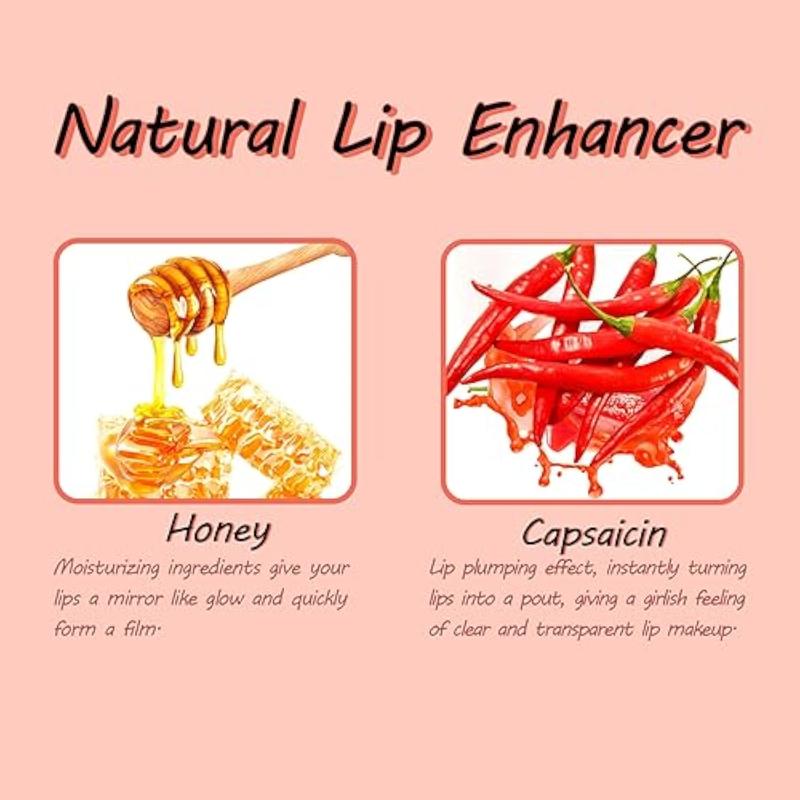 Lip Plumper Gloss Booster 3 Colors Set,Natural Pout Lip Plumping Oil and Lip Care Serum Enhancer Lifter Gloss for Fuller Moisturizing Hydrating&Reduce Fine Lines Nourishing Lips Mask Makeup