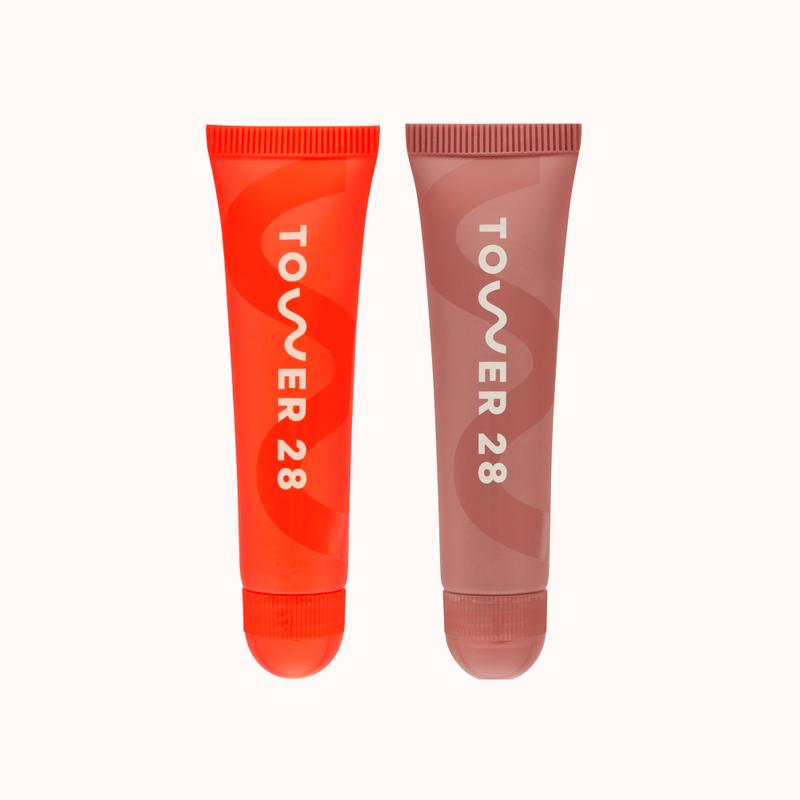 Tower 28 LipSoftie Lip Treatment Duo - Soft-Shine Finish, Hydrating Lip Balm Heals and Repairs Chapped Lips - Clean, Vegan, Cruelty Free Skincare