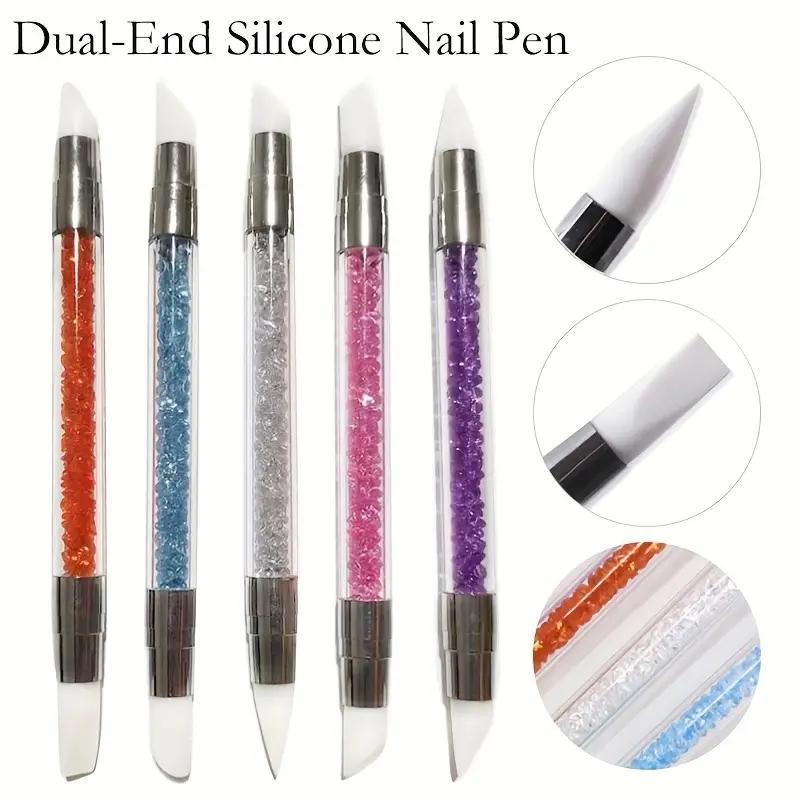 Dual Ended Silicone Nail Art Pen, 5 Counts set Nail Art Tool, Nail Art Decoration, DIY Nail Art Tool for Women & Girls