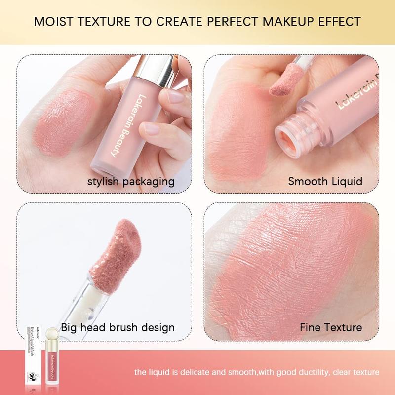 Liquid Blush For Cheeks, Soft Velvet Cream Blush Face Blush Makeup, Pink Blush Red Blush Skin Tint, Natural-Looking Matte Finish Makeup Blush Stick, Waterproof&Long Lasting Dewy Cheek Tint, Moisturizing&Lightweight Blendable Feel Blush Makeup (3#)