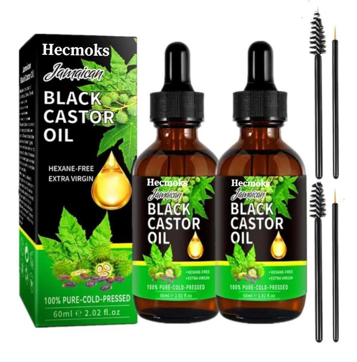 HECMOKS Organic Jamaican Black Castor Oil: Natural Remedy for Hair Growth & Thicker Eyelashes Haircare Vitamins