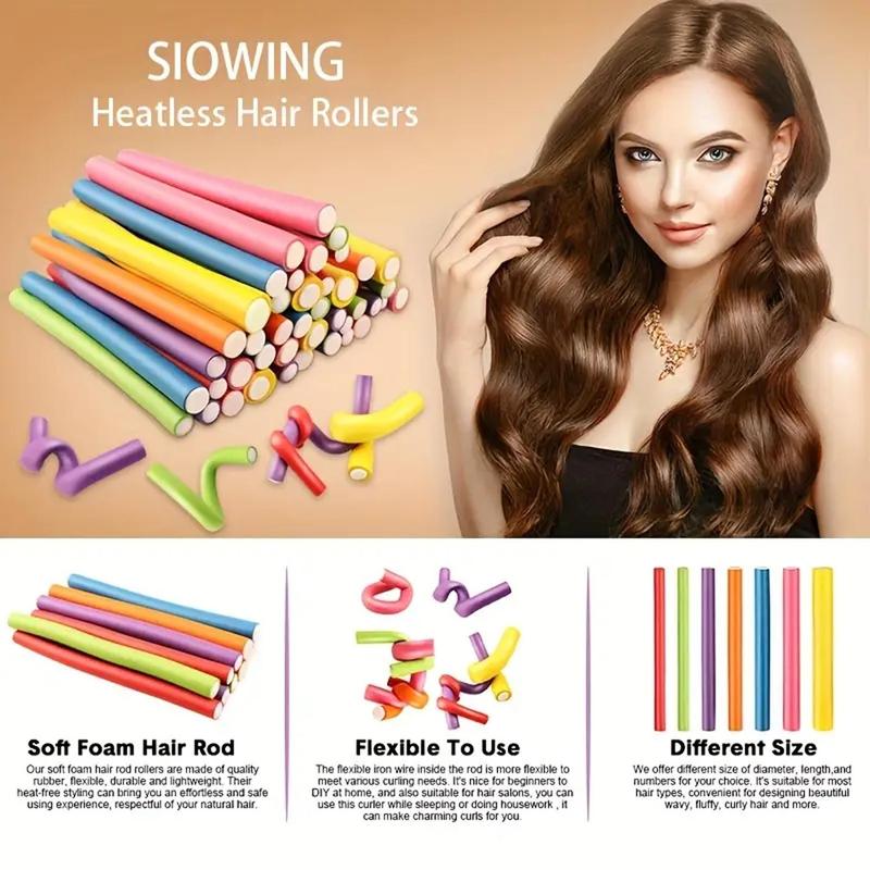 Random Color Heatless Hair Curler Set With Storage Bag, 42pcs set Portable Hair Curler Kit, Heatless Hair Styling Tools For Women & Girls