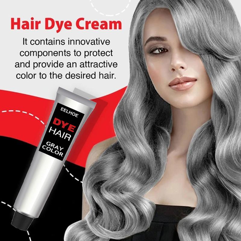 Hallowmas Silver Gray Natural Hair Dye Cream Permanent Sihver Color Cream, Silver Hair Dye, Fashion Dye for Al Hair Types black ha Haircare