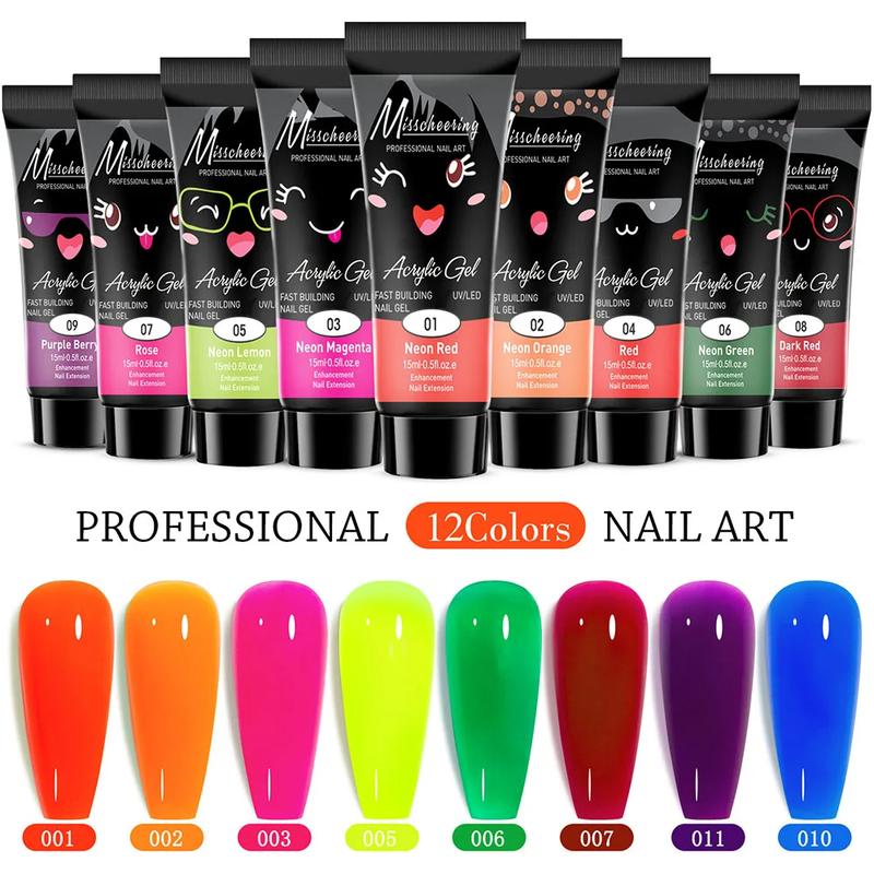 12-Color All-in-One Nail Extension Gel Kit - Soak-Off UV Gel Set for Nail Builder, Gift for Women with Long-Lasting, High-Shine Finish and Easy Removal