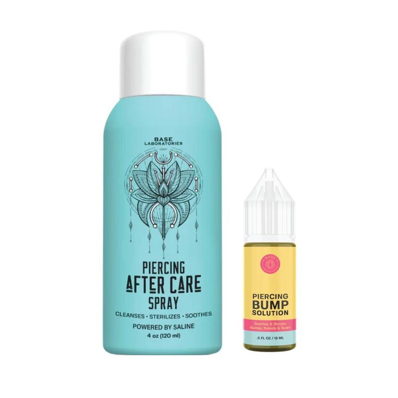 Set of Base Laboratories Piercing Bump Treatment and Piercing Aftercare Spray with Gentle Blend of Skin-Friendly Ingredients