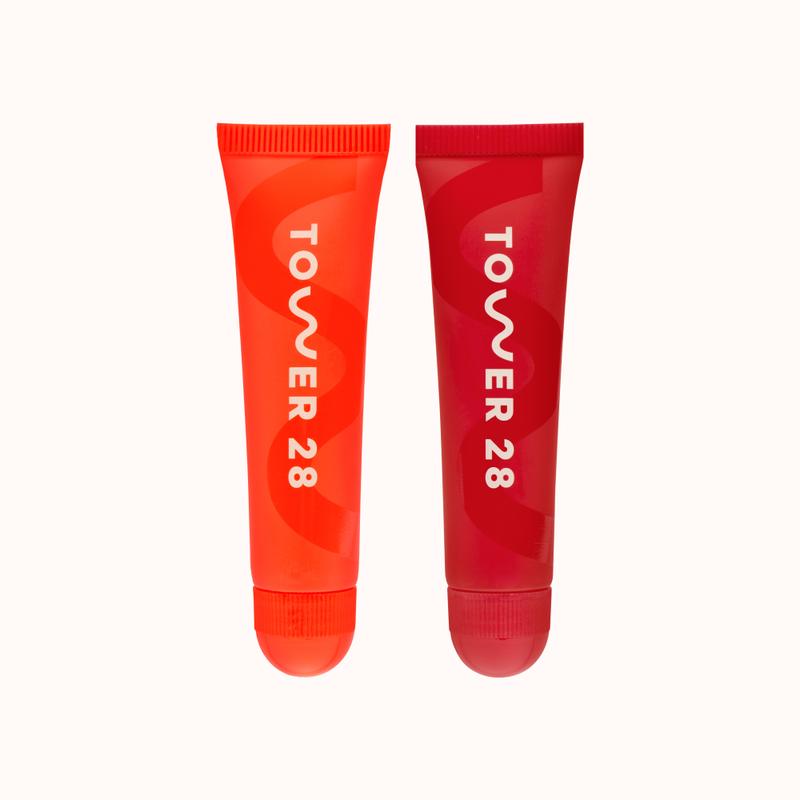 Tower 28 LipSoftie Lip Treatment Duo - Soft-Shine Finish, Hydrating Lip Balm Heals and Repairs Chapped Lips - Clean, Vegan, Cruelty Free Skincare