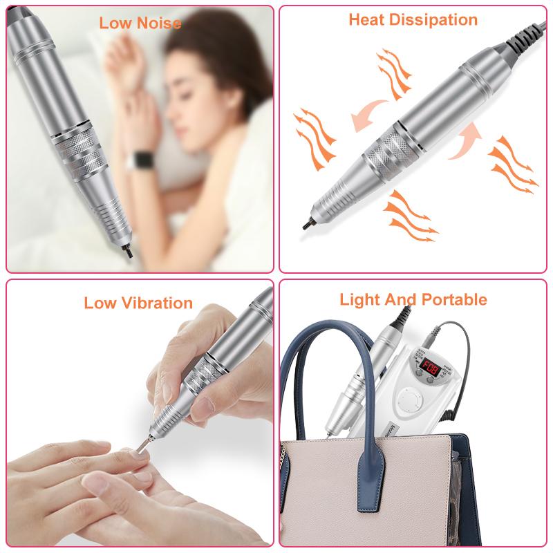 Pro Manicure Machine Electric Nail Drill Portable Nail Lathe Electric Manicure Cutter Set Nail Gel Polisher Salon Equipment