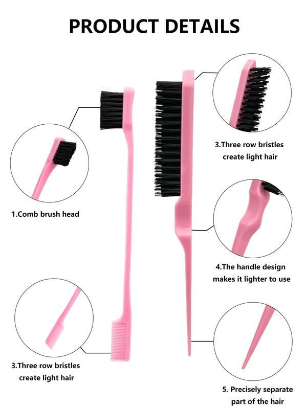 Solid Color Hair Accessory Tool Set, Including Air Cushion Comb, Wide Tooth Hook Comb, Three-row Brush, Pointed Tail Comb, Professional Hair Accessory Tool Set