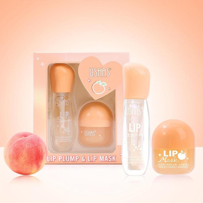 Fruit Flavor Lip Gloss & Lip Mask Set, 2 Counts set Moisturizing Lip Mask & Lip Gloss, Glossy Lip Glaze Stick, Plumping Lip Oil Lip Stick for Girls & Women