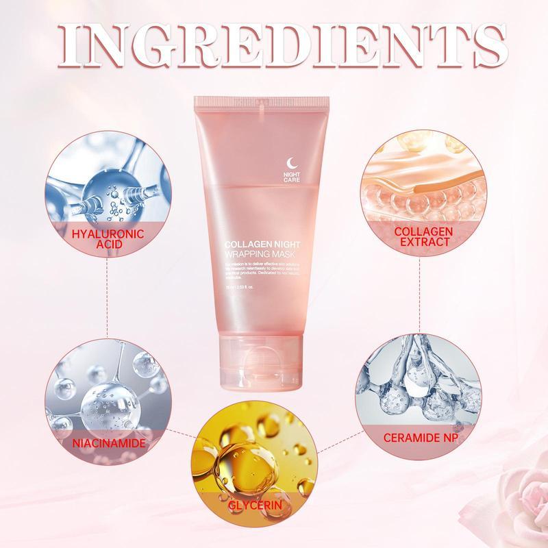 Collagen Night Wrapping Mask, Sleep, Shed and Glow, Elasticity Collagen Overnight Wrapping Peel Off Facial Mask Pack & Hydration Care, Korean Skin Care, Elasticity & Hydration Care, Reduces Sagging & Dullness Glow Boost, Comfort Skincare Products