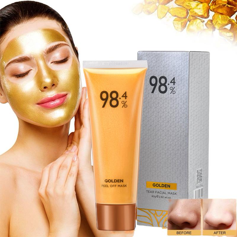 98.4% Gold Mask for Skin Moisturizing and Deep Cleansing-Tear-Off Mask with Gold  Facial Skincare Skin Repair Comfort Christmas Gift Moisturizing Mask