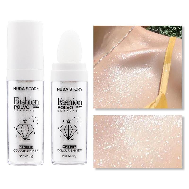 Fairy Dust Highlighting Powder - Full Body Pearlescent Glitter for Face and Eyes, Sparkling Halloween Body Glitter Bronzer Makeup