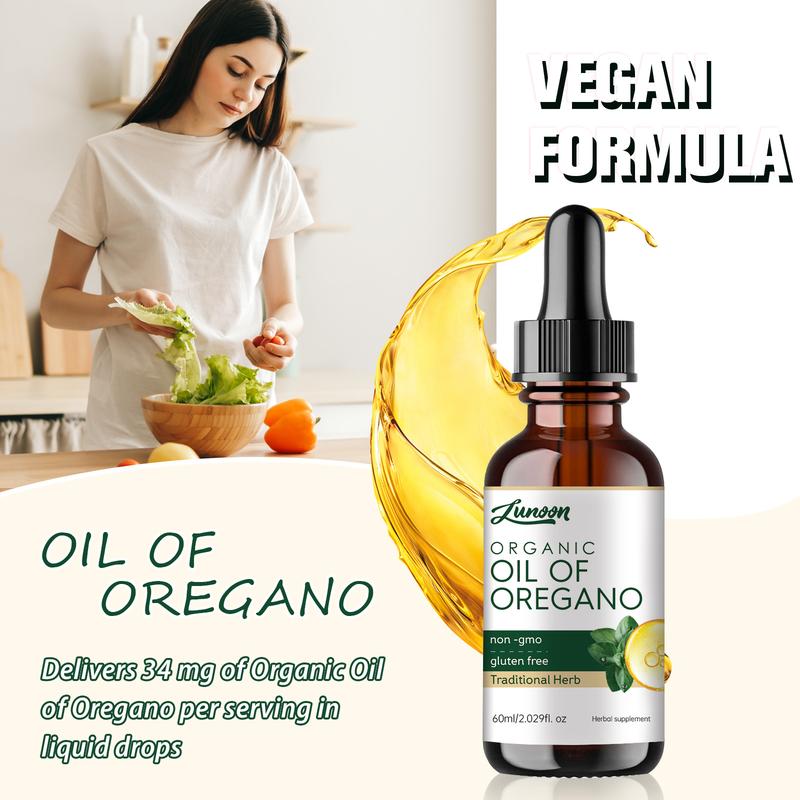 LUNOON Organic Oregano Oil, Deeply Hydrating and Nourishing,60ml Oregano Oil, Gentle Drops Oregano oil drops