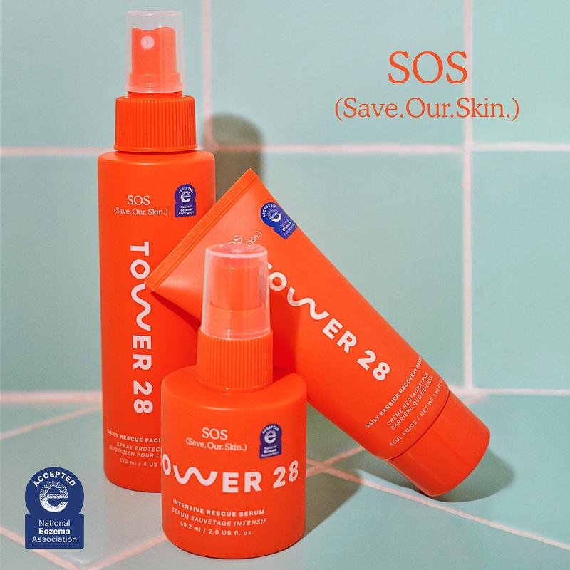 Tower 28 SOS Spray Duo, Full Size SOS Spray with Travel Size Bundle, Travel SOS Spray Set Skincare Daily Facial Moisturizers