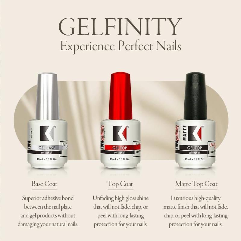 Kupa Gelfinity Soak Off Gel Top Coat (No-Wipe) 0.5oz 15mL