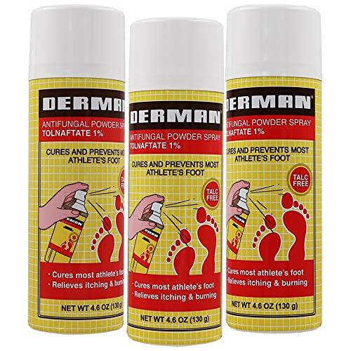 Derman Foot Powder Spray for the Treatment of Athlete's Foot, 4.6 Oz each, Daily Fungus