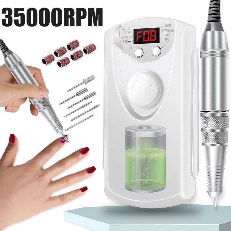 Pro Manicure Machine Electric Nail Drill Portable Nail Lathe Electric Manicure Cutter Set Nail Gel Polisher Salon Equipment