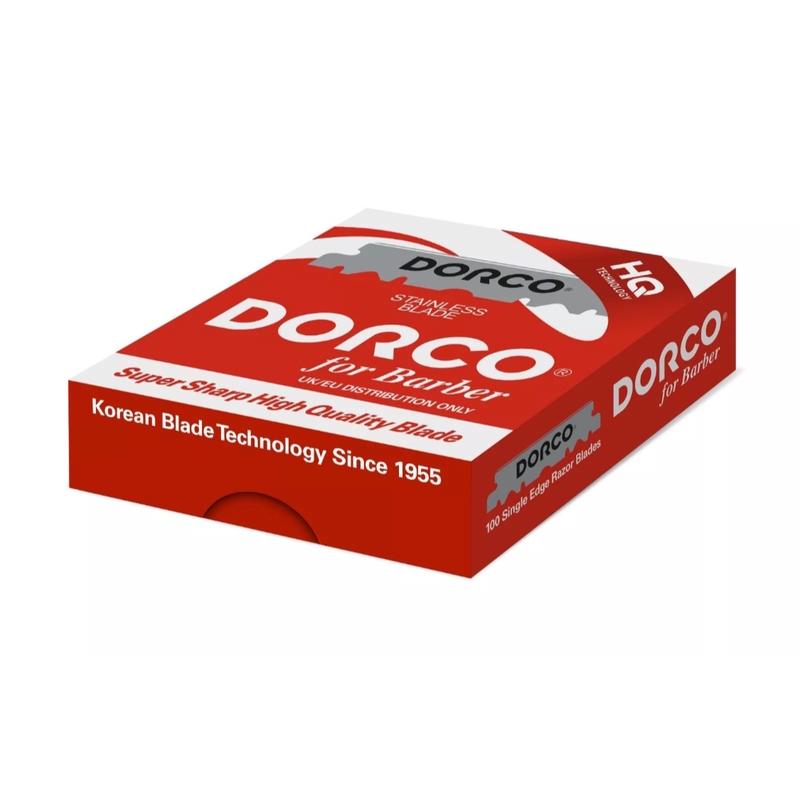 100 DORCO RED Single Edge Half Pre cut Pre snipped Shaving Razor Blades For Professional Barbers for beard lineup hair design nape neck cleaning