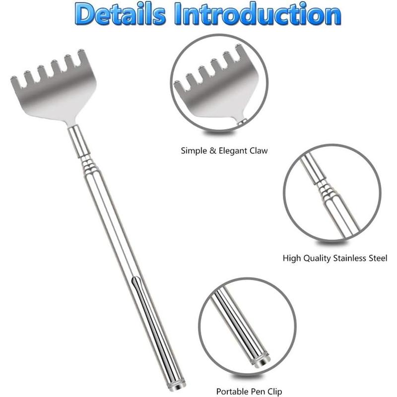 Practical Extendable Back Scratcher, 3 Counts set Stainless Steel Telescopic Anti Itch Claw Massager Extender, Christmas Gift