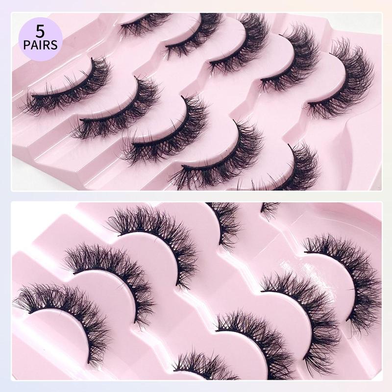 DD Fluffy False Eyelashes, 5 Pairs Wispy Natural Curling Eye Makeup Strip Lashes, Full Volumized False Eyelashes, Christmas Gift