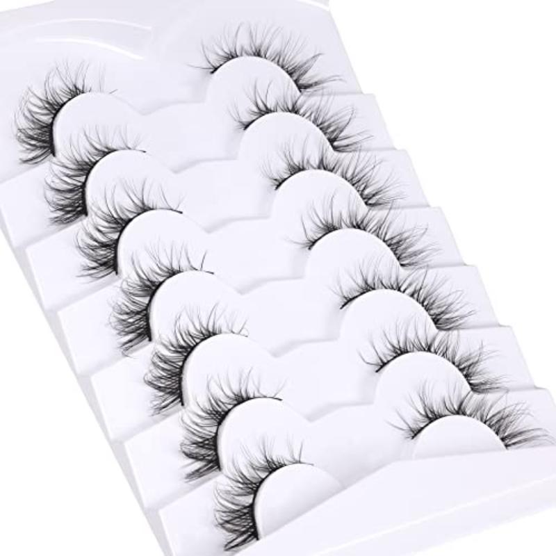 7 Pairs Curly Thick Extended False Eyelashes, Natural Look Eyelash Extensions, Makeup Tools For Women