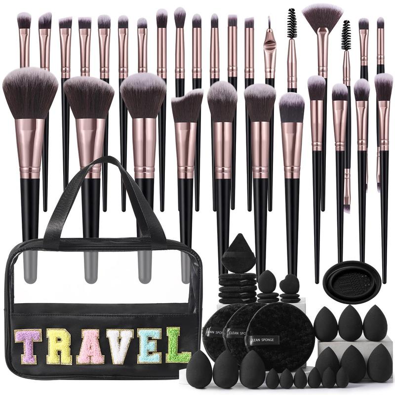 Professional Makeup Tool Set, 1 Set Makeup Tool & Makeup Bag, Multifunctional Travel Makeup Cleansing Tool Kit for Women & Girls, Christmas Gift