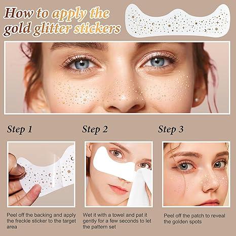 Glitter Freckles Face Tattoo, Glitter Freckles, Sparkle Makeup Patches-Face Glitter Speckles Patches，Suitable for professional makeup, dancer costume parties | ladies and girls，Christmas Gift