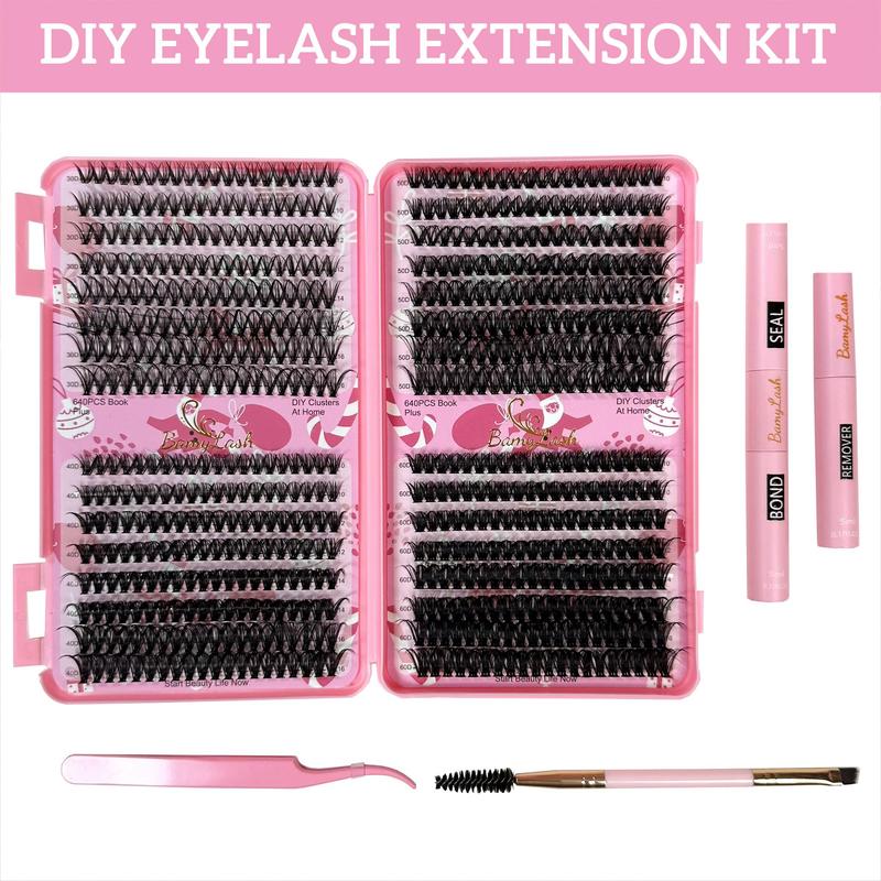 Eyelash Extension Kit, 1 Set Including 1 Box False Eyelashes & Glue & Glue Remover & Tweezers & Brush, Professional Eye Makeup Tool for Women, Christmas, Christmas Gift