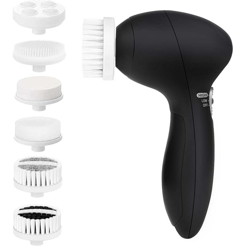 Facial Cleansing Brush Face Scrubber: Electric Face Spin Cleanser Brushes with 6 Brush Heads for Deep Cleansing, Gentle Exfoliating, Removing Blackhead, Massaging