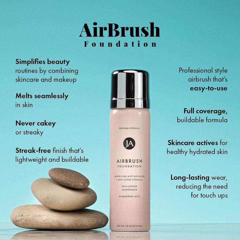 MagicMinerals AirBrush Foundation by   2 count Set with Airbrush Foundation and Kabuki Brush -  Makeup with Anti-aging Ingredients for Smooth Radiant Skin - Medium Dark