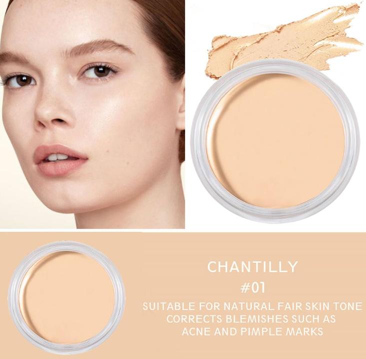 Cream Pot Concealer Full Coverage Set, Conceal Brighten Dark Circles ,under Eye Brightener Color Correcting Concealer ,Waterproof Foundation Palette with Brush corrector de ojeras Vegan Makeup,01