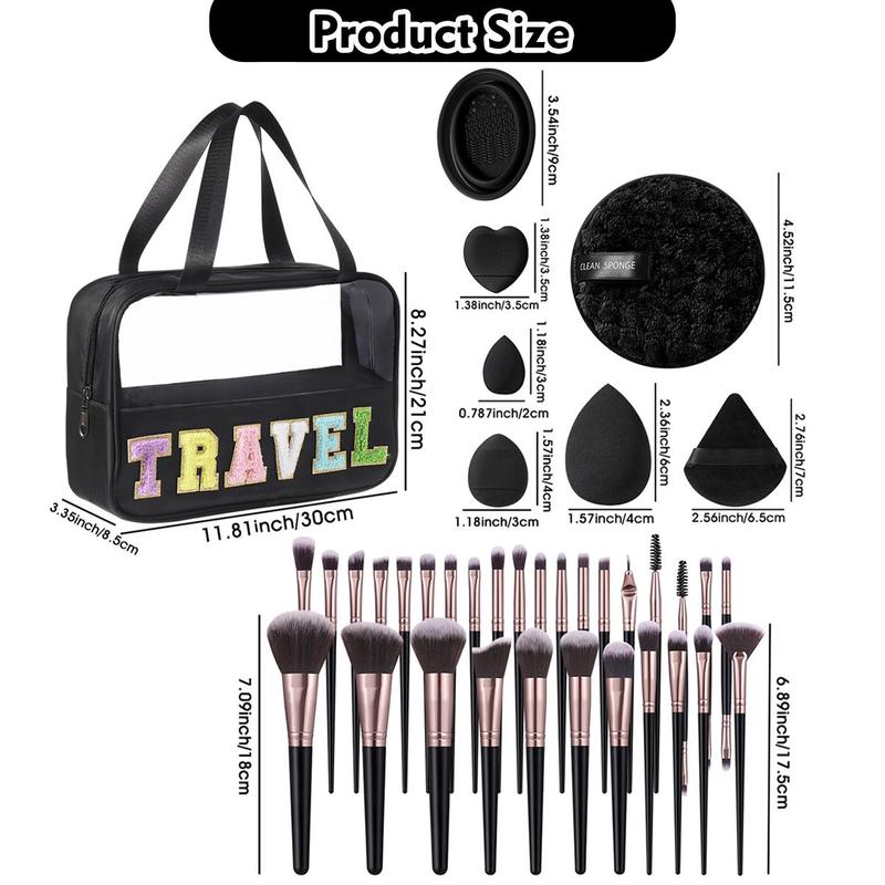 Professional Makeup Tool Set, 1 Set Makeup Tool & Makeup Bag, Multifunctional Travel Makeup Cleansing Tool Kit for Women & Girls, Christmas Gift