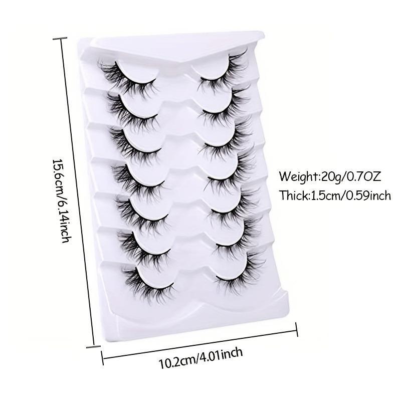 7 Pairs Curly Thick Extended False Eyelashes, Natural Look Eyelash Extensions, Makeup Tools For Women