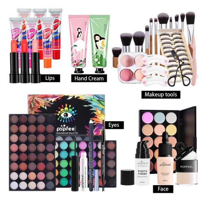 All-in-one Makeup Set Holiday Gift Surprise | Full Makeup Kit for Women Essential Starter Bundle Include Eyeshadow Palette Lipstick Blush Concealer Face Powder Eyeliner Mascara Soft Brush Clear Smooth Waterproof Cosmetic