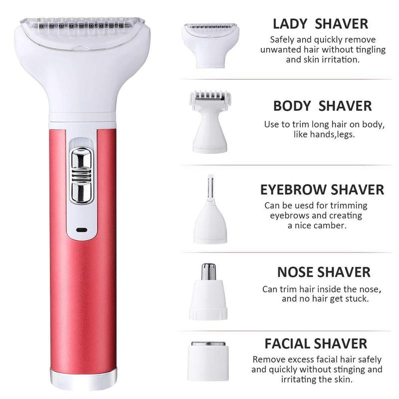 5 in 1 Electric Lady Shaver, 1 Box Body Hair Removal & Accessories, Painless Cordless Trimmer Razor, Gifts for Women