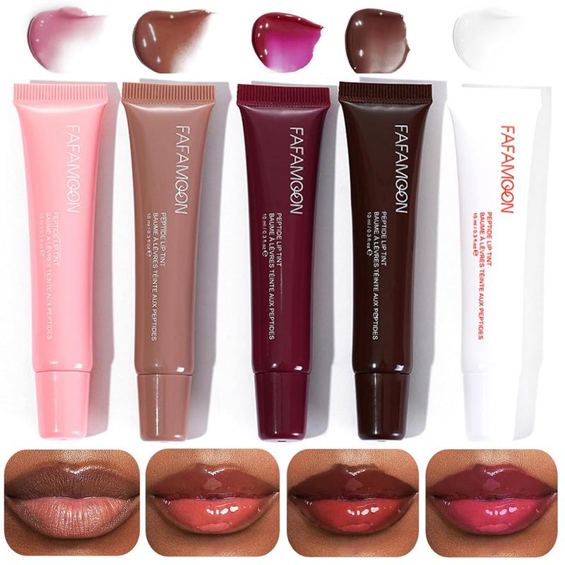 Hydrating Lip Gloss | Glitter Glossy Plumping Lipgloss | High Shine Glass Finish Nude Colors Shiny Jelly Liquid Lipstick for Women and  (5 Colors Set)