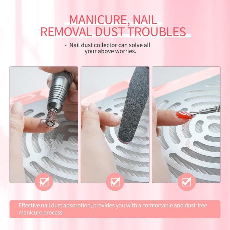 Electric Nail Dust Collector, 1 Box Reusable Filter Nail Dust Cleaner with Light, Professional Nail Art Tool for Home & Salon Use