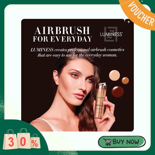 LUMINESS Airbrush Spray Silk Foundation Starter Kit - Fair - Foundation, Primer & Dual-Sided Angled Buffing Brush - Medium, Buildable Coverage, Anti-Aging Formula Hydrates & Moisturizes