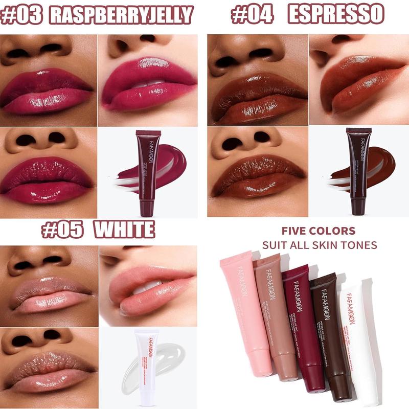 Hydrating Lip Gloss | Glitter Glossy Plumping Lipgloss | High Shine Glass Finish Nude Colors Shiny Jelly Liquid Lipstick for Women and  (5 Colors Set)