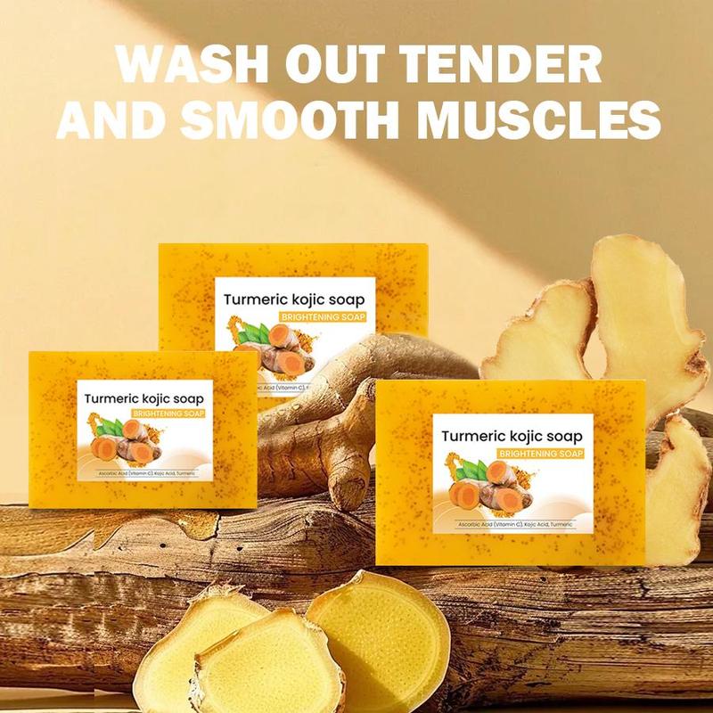 Turmeric Kojic Brightening Soap, 3 Counts set Deep Cleansing Body Soap, Moisturizing Body Wash Soap for Face & Body, Skin Care Product