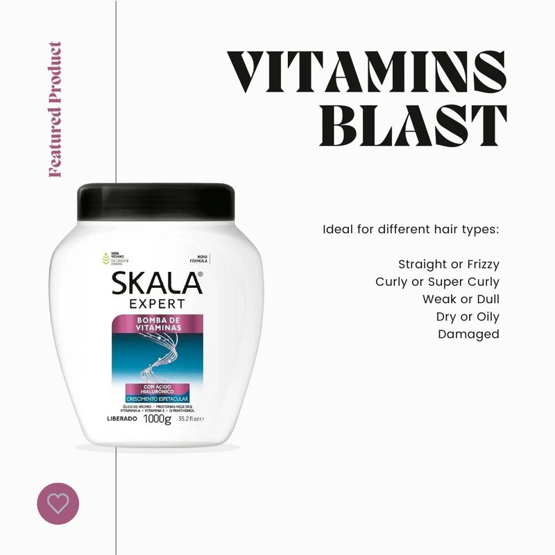 SKALA Vitamins Blast Hair Conditioner Great for hair growth, strength and repair with Hyaluronic Acid Bomba de Vitaminas Haircare Oil