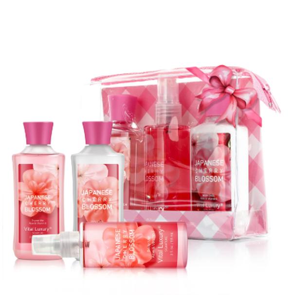 Vital Luxury Japanese Cherry Blossom Scent Bath&Body Set,3 Pcs,Shower Gel,Mist,and Lotion for Unisex