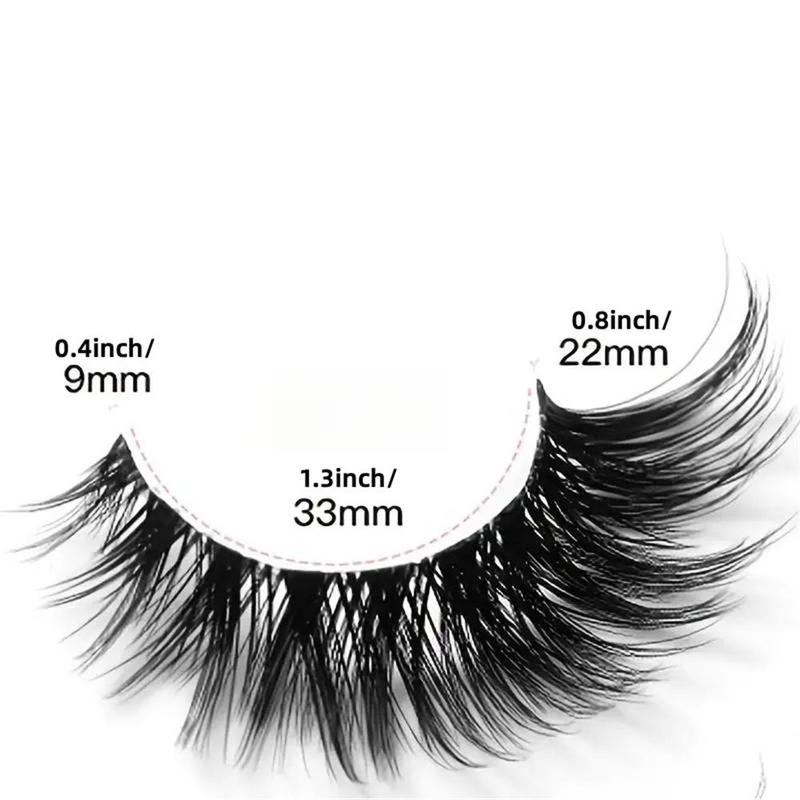 Natural False Eyelashes, 7 Pairs Wispy Cat Eye Faux Cluster Lashes, Volumized False Eyelashes for Women and Girls Eye Makeup Enhancement