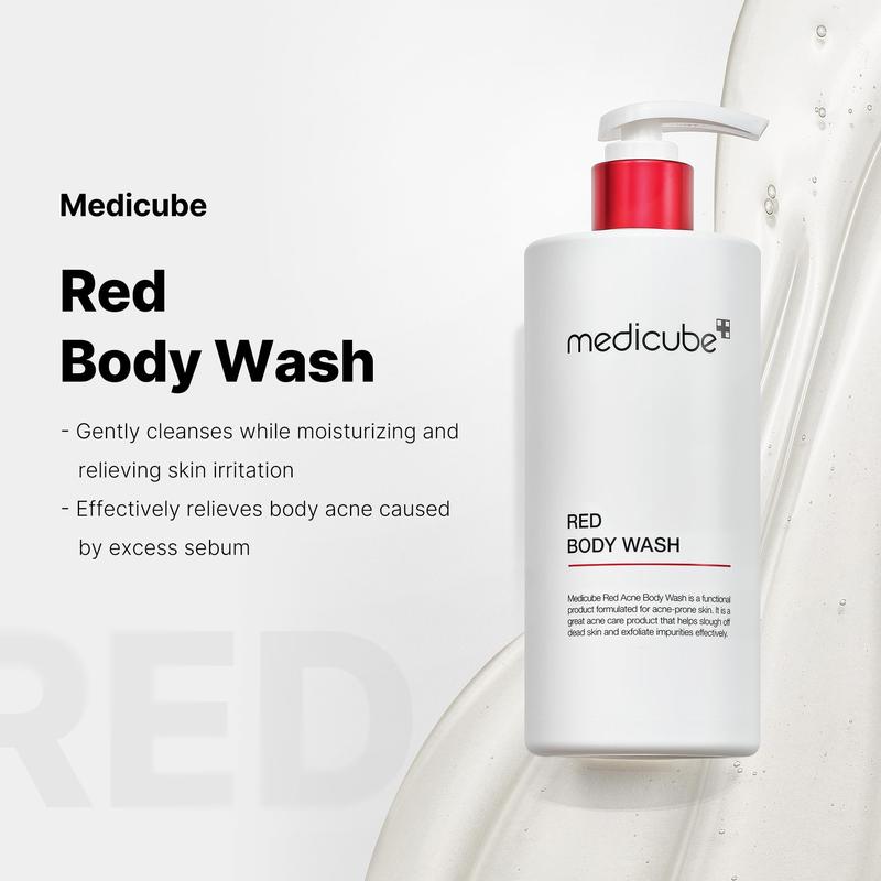 Medicube Red Acne Body Wash 14.52 Fl.oz I Low pH and Hydrating Cleanser with Salicylic Acid, Lactic Acid, Niacinamide and Hyaluronic Acid Suitable for Bacne Treatment  Skin Care，Limited time discount