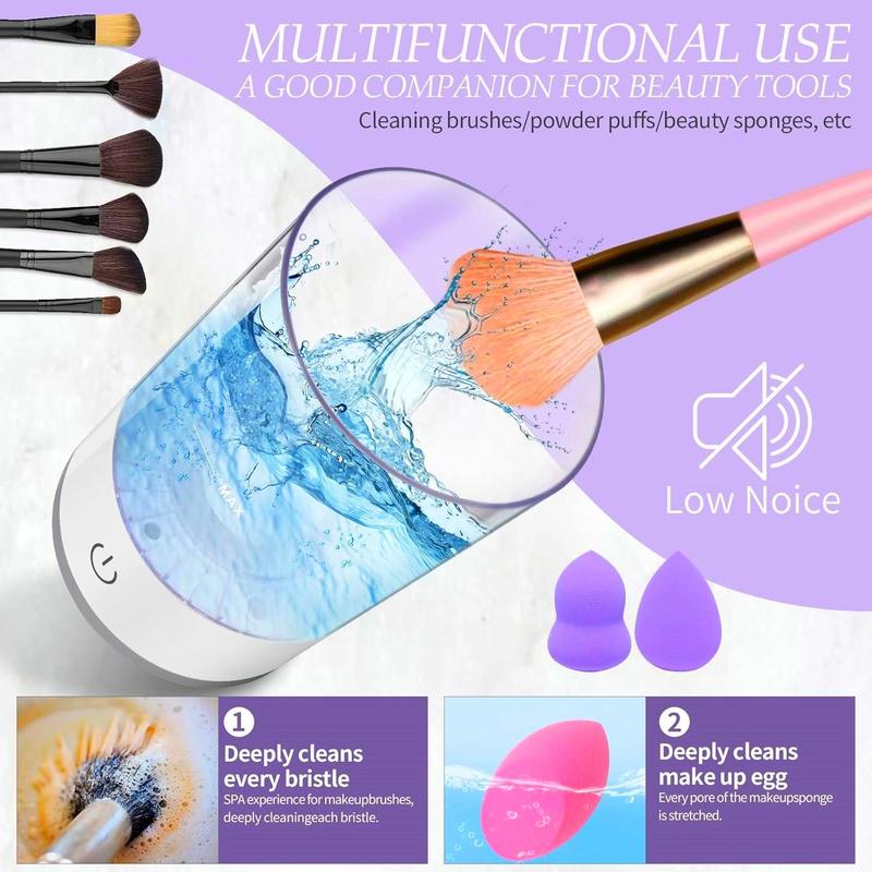 Christmas Electric Makeup Brush Cleaner, 3 in 1 Automatic Makeup Brush Cleaning Machine, Makeup Brush Cleaning Tool for All Sizes, Christmas Gifts for Women