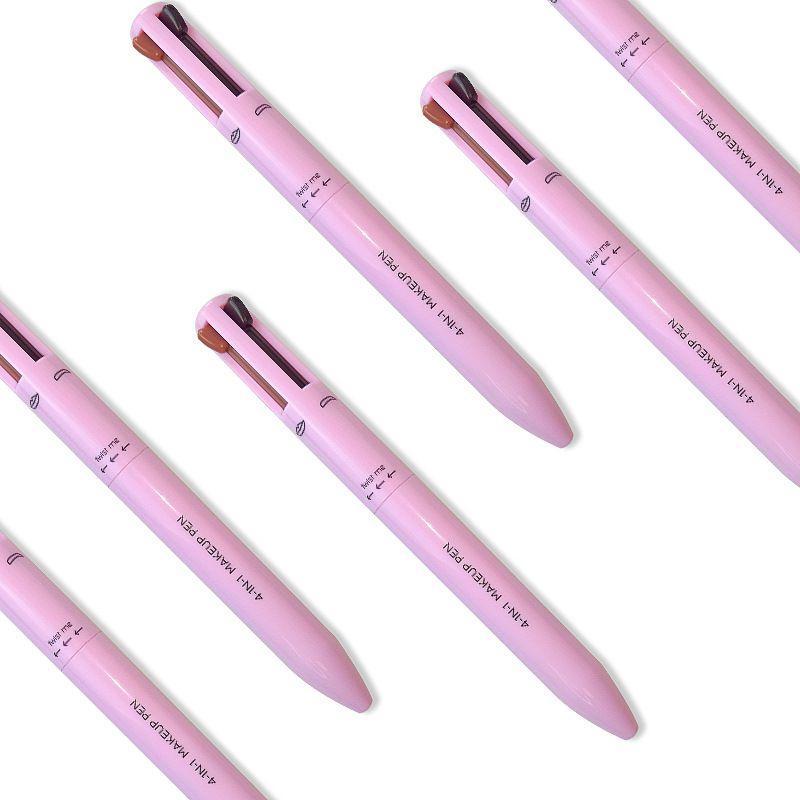 4 in 1 Makeup Pen, 4 Colors Glossy Finish Makeup Pen for Eyeliner Eyebrow Lip, Multi-use Makeup Products for Women & Girls