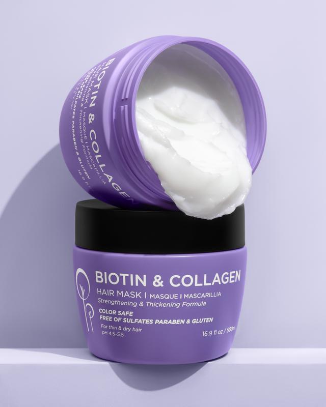 Luseta Biotin & Collagen Hair Mask for Dry & Damaged Hair 16.9 Oz, Strengthening & Thickening Treatment for Hair Growth, Deep Conditioning Hair Treatment