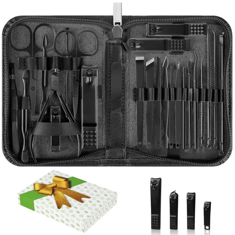 Manicure Set, Professional Nail Clippers Pedicure Kit 26 Pieces Nail Care Tools for Travel & Grooming (Black)