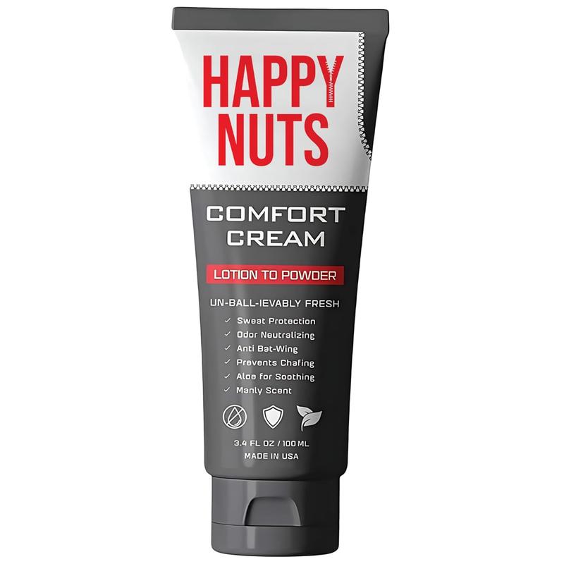 HAPPY NUTS Comfort Cream Deodorant For Men: Anti-Chafing Sweat Defense, Odor Control, Aluminum-Free Mens Deodorant & Hygiene Products for Men 3.4 oz.(1 Pack, Original)